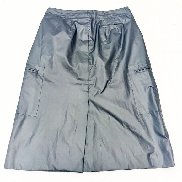 Hirsch Black/Charcoal Polyester Faux Leather Textured Skirt Size 14 - Picture 4 of 5